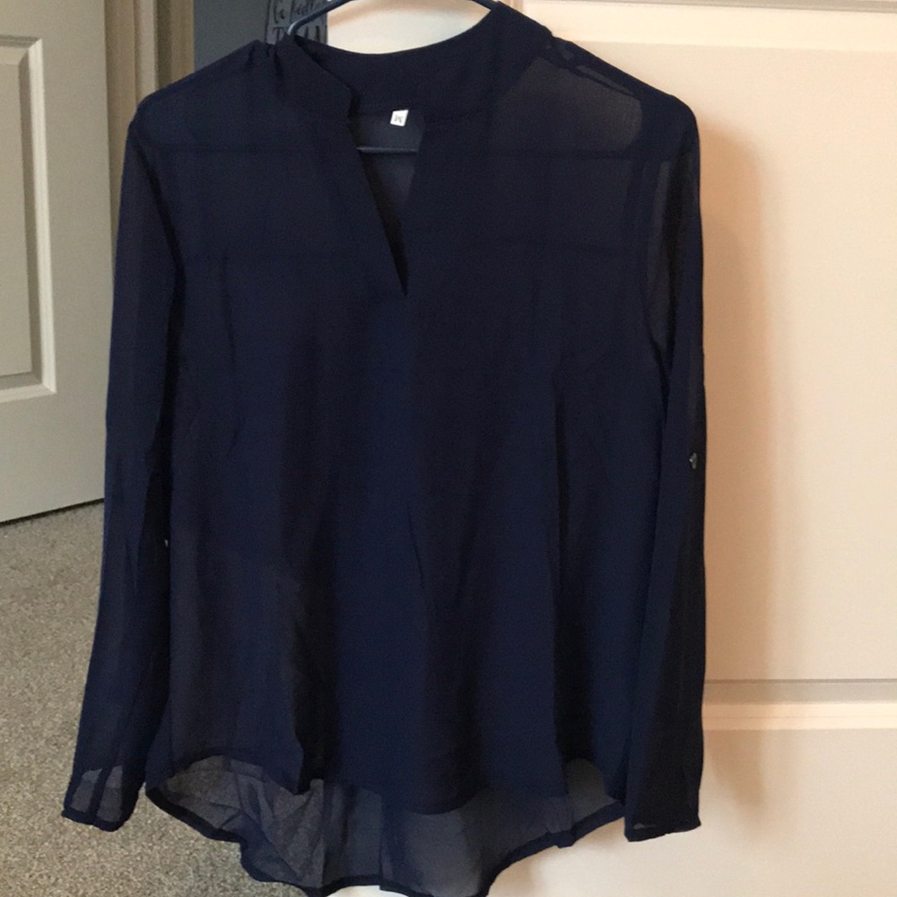 New without tags sheer navy blouse- size medium